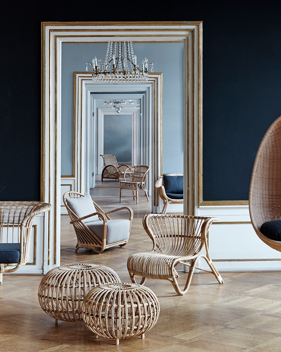 Franco Albini Ottoman | Stylish Rattan Footrest by Sika Design