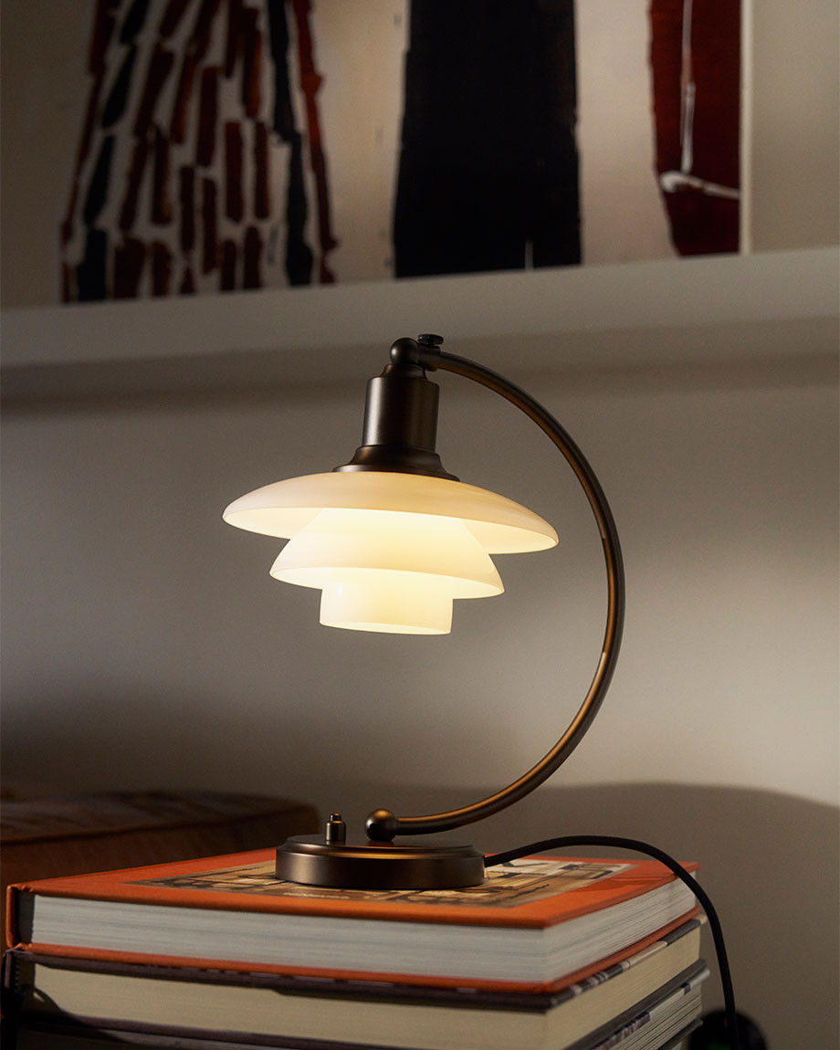 PH 2/2 Luna Aged Brass Opal Table Lamp by Louis Poulsen - lifestyle view 2