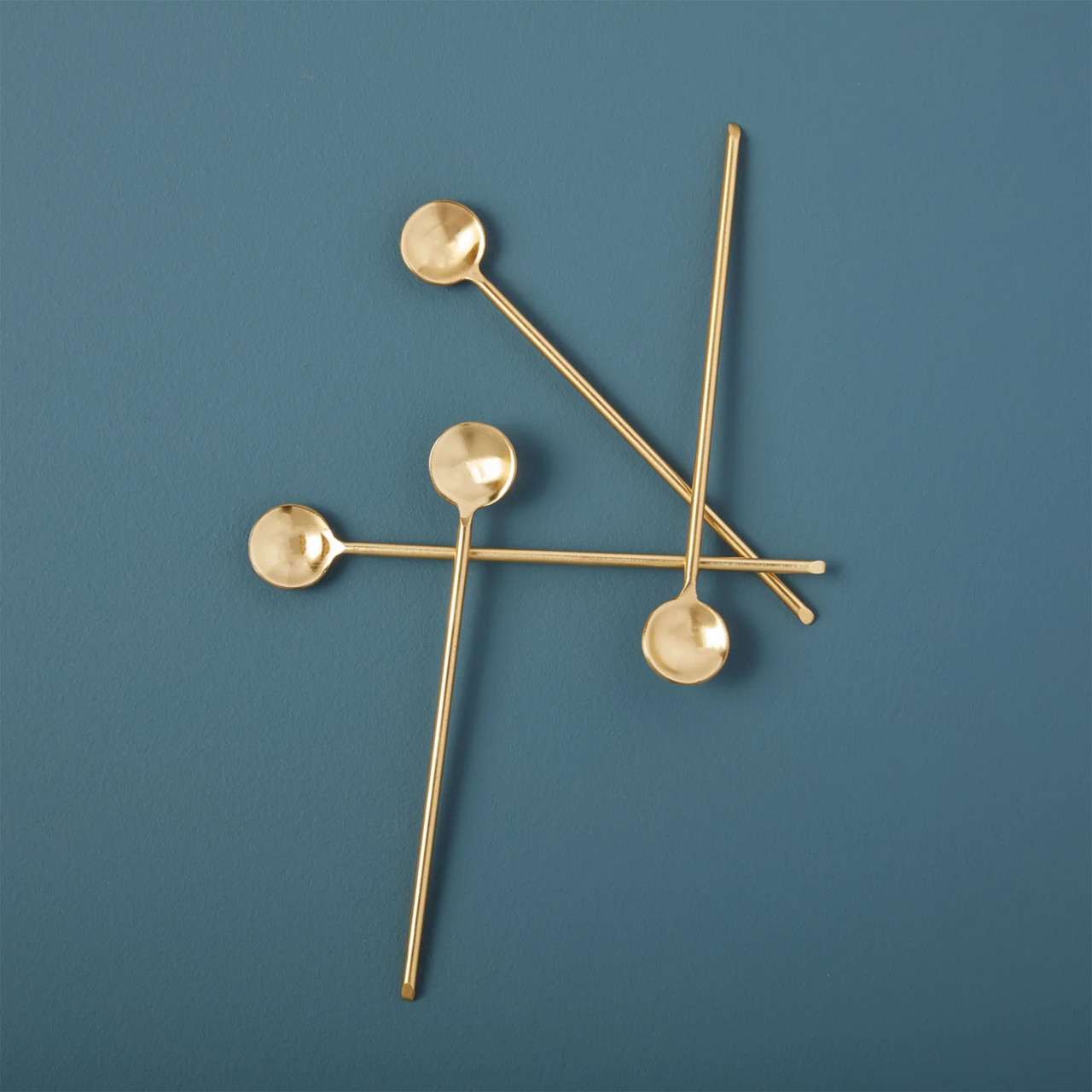 Gold Thin Long Spoons Set - Thumbnail 2