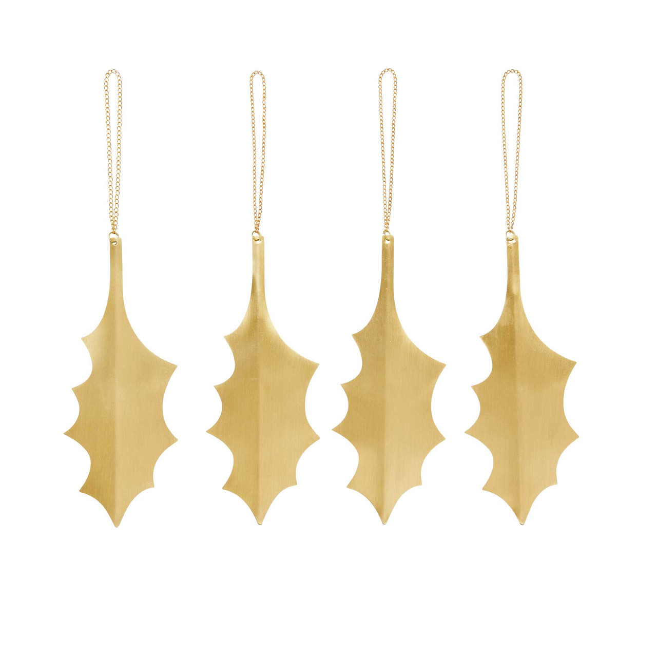 Holly Leaf Brass Ornaments – Set of Four by ferm LIVING