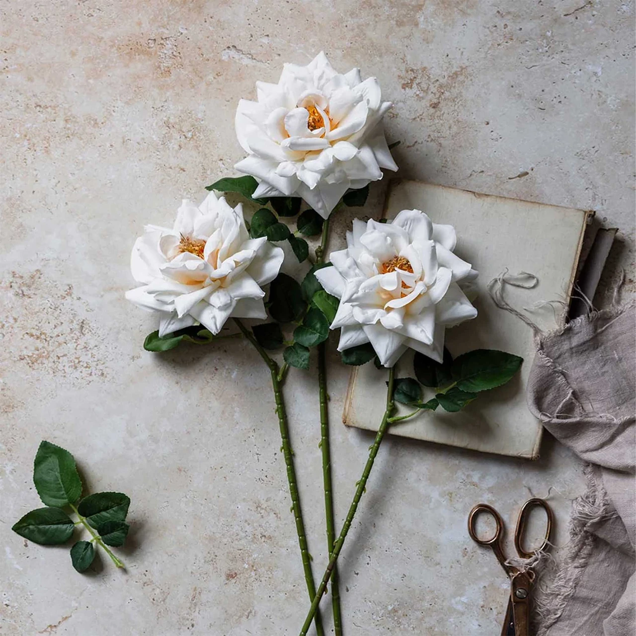 Artificial Winter Rose Stems - Set of Four