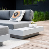 Platform Sofa with Two Tables