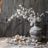 Artificial Pear Blossom Stems - Set of Four by  - front view