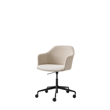 HW57  Rely Mix Upholstered Adjustable Swivel Armchair with Casters + Cushion by &Tradition – front view