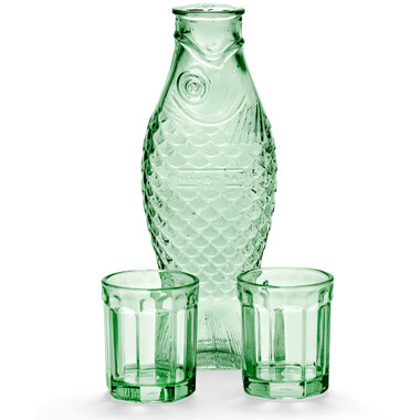 Green Glass Fish Carafe Set by Serax – front view