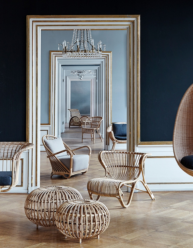 Franco Albini Ottoman | Stylish Rattan Footrest by Sika Design