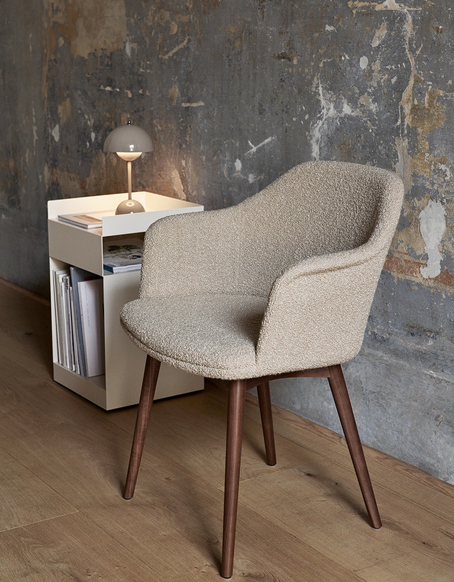 HW79 Rely Upholstered Dining Armchair with Wooden Base + Cushion by &Tradition - lifestyle view 1