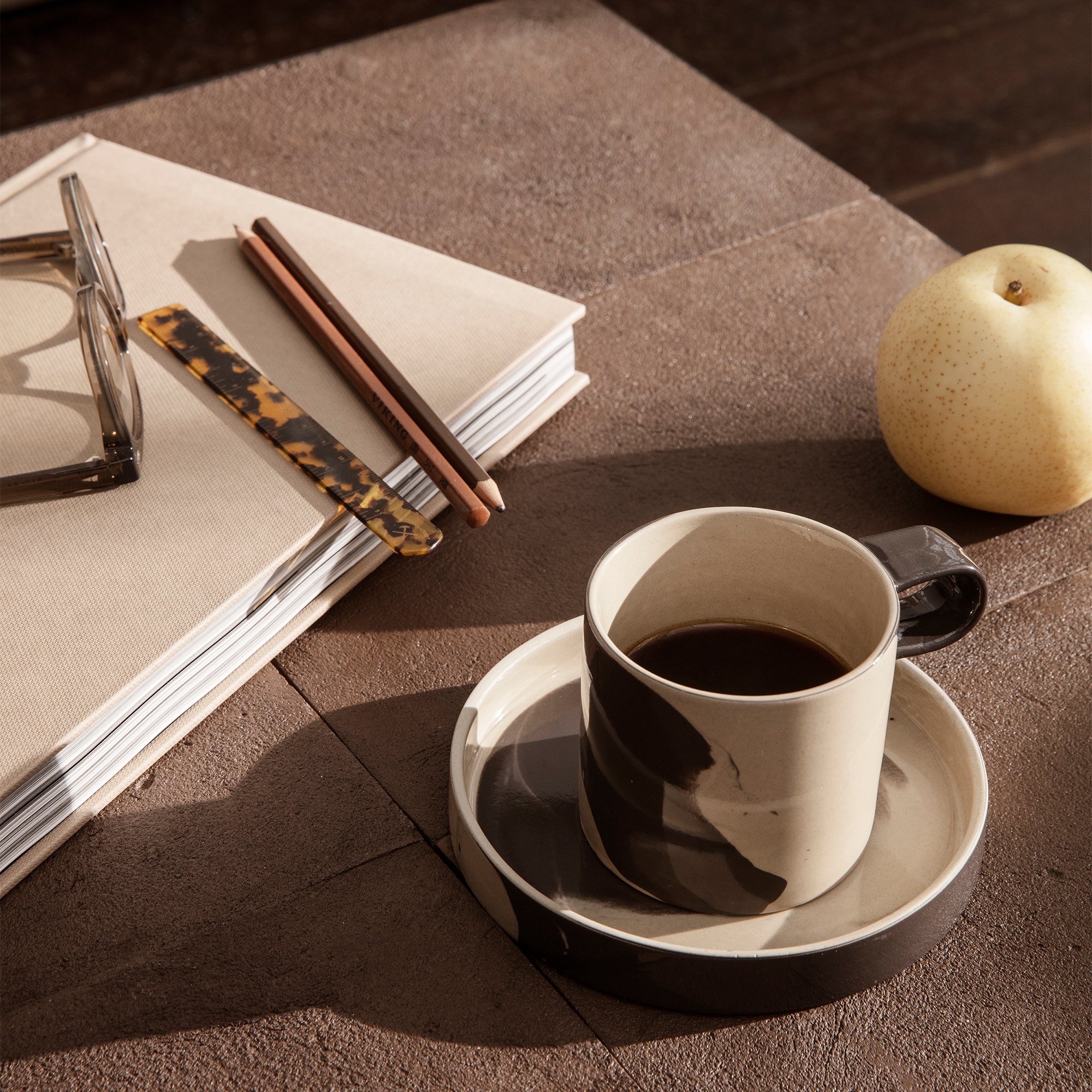 Inlay Container by ferm LIVING - Unique Marble-Like Stoneware Storage ...