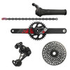 SRAM X01 Eagle DUB Sync 2 Carbon Crankset, Red | XX1 Drive Train Grip Shifter Upgrade Kit, Black