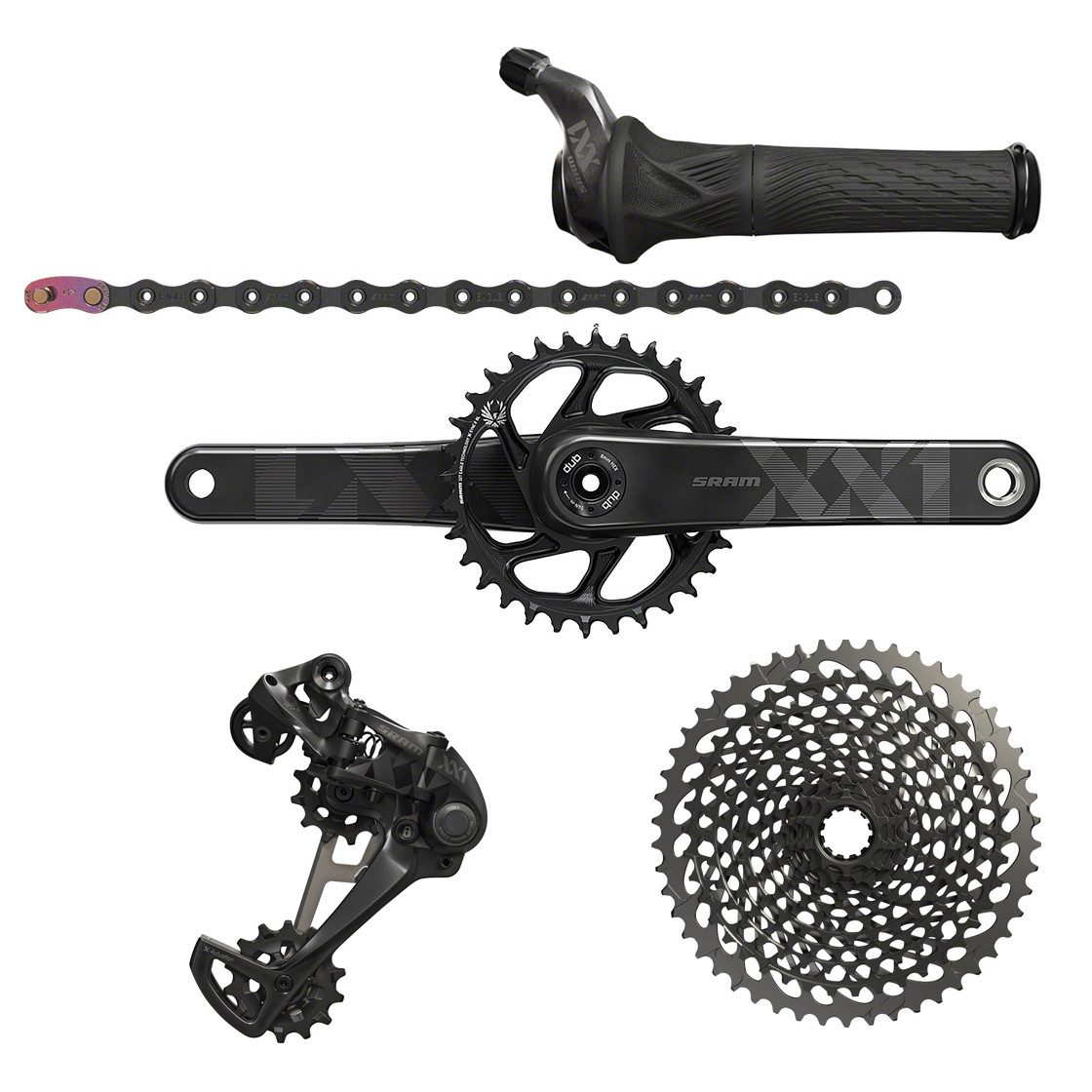 Sram Xx1 Eagle Dub Sync 2 Carbon Crankset Black Xx1 Drive Train Grip Shifter Upgrade Kit Black
