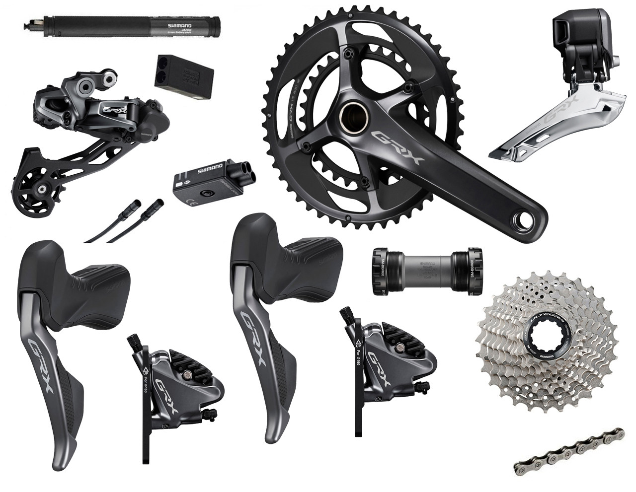 Shimano GRX RX815 Hydraulic Flat Mount Di2 2 Ring Crankset