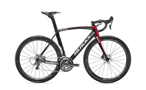 Eddy Merckx 525 Endurance Disc Shimano STI equipped Carbon Bicycle, Black Anthracite & Red Gloss Accents - Build It Your Way