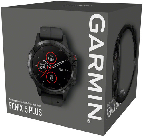 Garmin Fenix 5 Plus Sapphire GPS Watch, Black/Black | Texas
