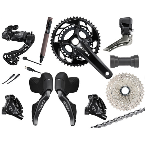 ロッド Shimano Shimano GRX RX825 Hydraulic Flat Mount Di2 1 Ring Crankset