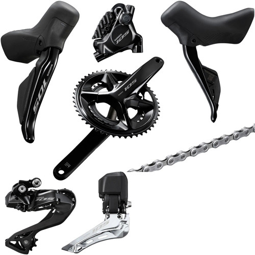 Shimano 105 R7170 Hydraulic Flat Mount Di2 Groupset (less cassette) - 500