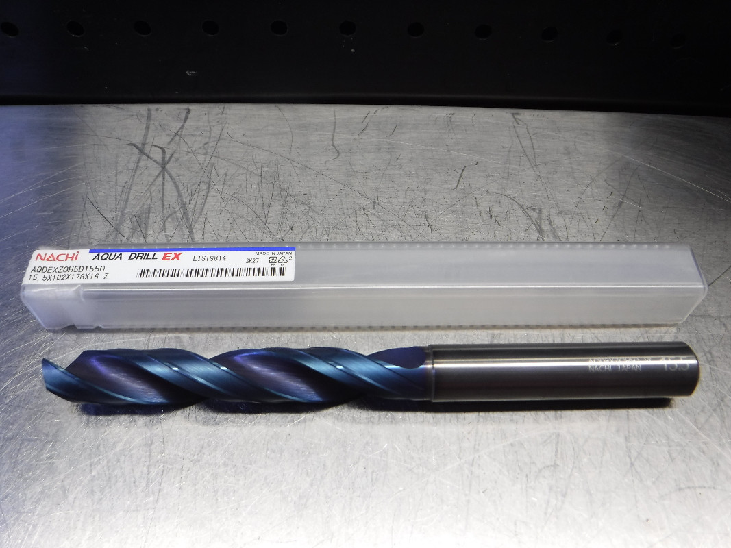 Nachi Aqua Drill EX 15.5mm Carbide Drill 16mm Shank 15.5 Nachi Aqua Drill EX 15.5mm Carbide Drill 16mm Shank 15.5