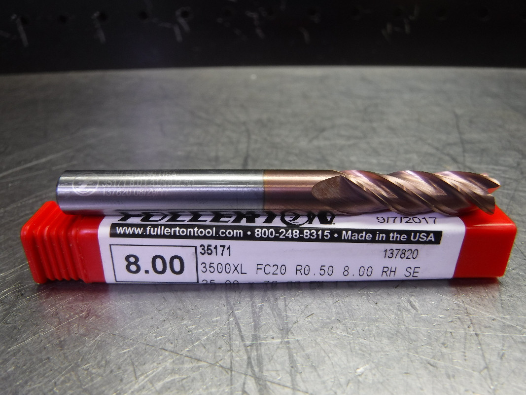 Fullerton Tool 8mm Solid Carbide Endmill 4 Flute 35171 Superior