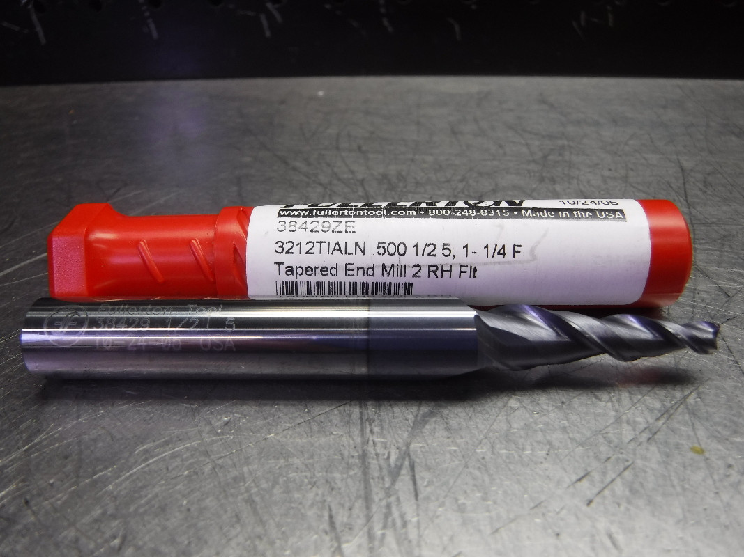 Fullerton Tool 1/2" Solid Carbide Tapered Endmill 2 Flute 38429ZE