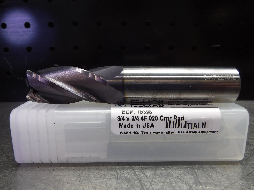 CTMI 3/4" Carbide Endmill 4 Flute 3/4 x 3/4 4F .020 Crnr Rad TIALN