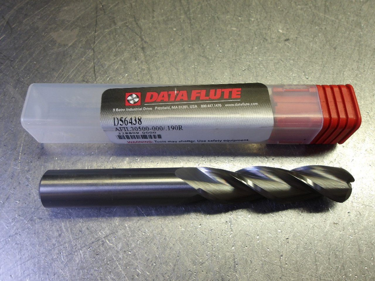 Data Flute 1/2" 3 Flute Carbide CR Endmill .190 R AFIL30500000