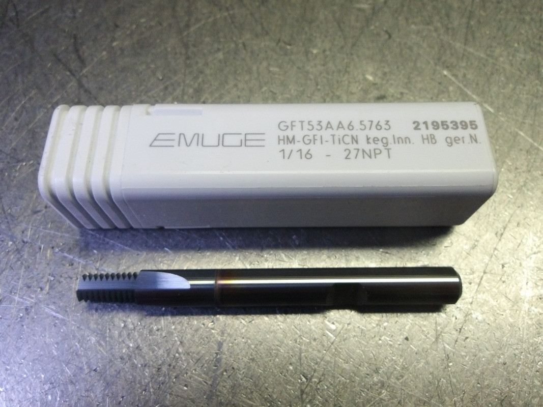 Emuge 1/1627 NPT 3 Flute Carbide Thread Mill 1/4" Shank GFT53AA6.5763