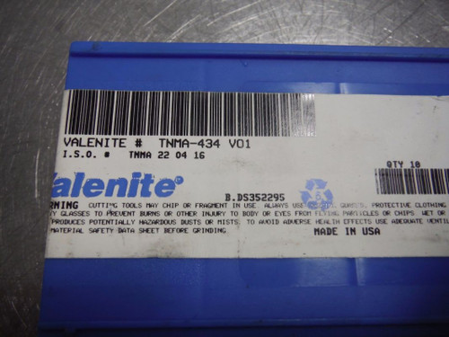 Valenite Carbide Inserts QTY10 TNMA-434 / TNMA 22 04 16 V01 (LOC1291B)