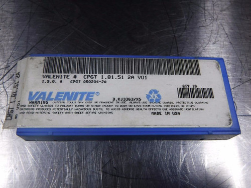 Valenite Carbide Inserts QTY10 CPGT 05 02 04 2A / CPGT 1.81.51 - 2A VO1 (LOC638A)