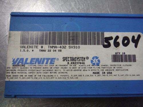 Valenite Carbide Inserts QTY10 TNMA 22 04 08 SV310 (LOC1298D)