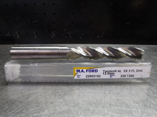 M.A. Ford Twister AL 13.5mm Carbide Drill 3 Flute Aluminum 22953150 (LOC2383A)