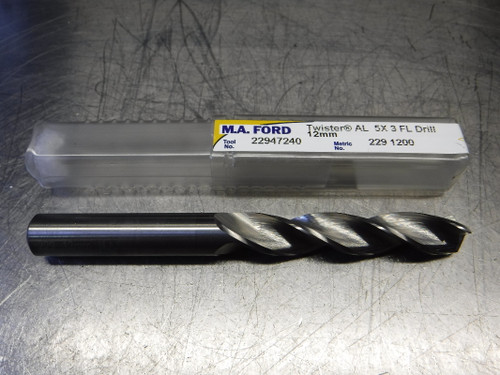 M.A. Ford Twister AL 12mm 3 Flute Carbide Drill Aluminum 22947240 (LOC998D)
