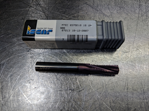 Iscar 3/8" Carbide Threading Endmill 5/8" Shank MTEC 0375D10 18UN (LOC1309B)
