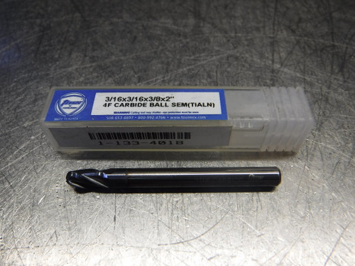 ToolMex TMX 3/16" 4 Flute Ball Nose Carbide Endmill 3/16x3/16x3/8x2" (LOC2403B)