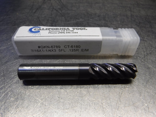 California Tool 7/16" 5 Flute carbide Endmill 7/16X1-1/4X3 5FL .125R (LOC863B) California Tool 7/16" 5 Flute carbide Endmill 7/16X1-1/4X3 5FL .125R (LOC863B)