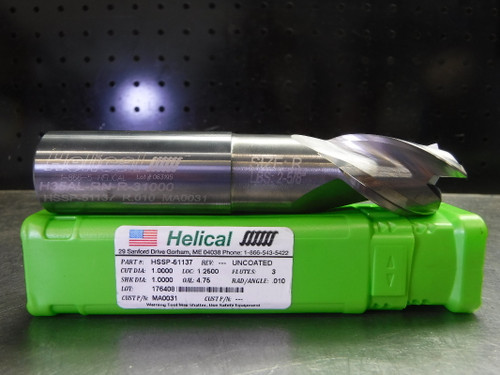 Helical 1" Solid Carbide Endmill 3 Flute H35AL-RN-R-31000 (LOC2694B)