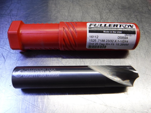 Fullerton 23/32" 2 Flute Carbide Drill 23/32" Shank .7188 23/32x1.5x4 (LOC2282)