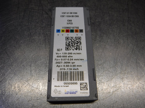 Iscar Carbide Inserts QTY10 VCMT 221-SM / VCMT 110304-SM IC908 (LOC2061B)