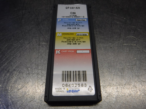 Iscar Carbide Inserts QTY10 GIP 3.00-1.5UN IC354 (LOC97) Iscar Carbide Inserts QTY10 GIP 3.00-1.5UN IC354 (LOC97)
