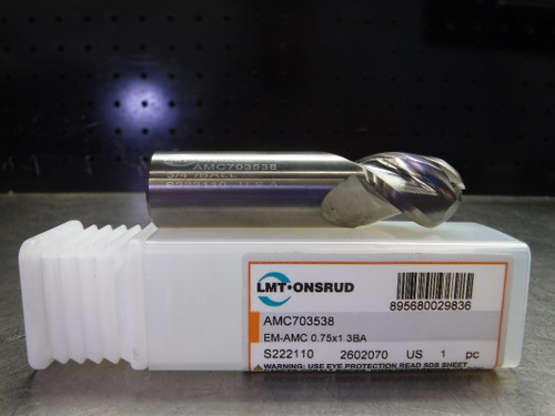 LMT ONSRUD 3/4" Solid Carbide Ball Nose Endmill 3 Flute AMC703538 (LOC839)