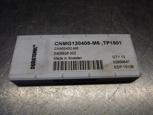 SECO Carbide Turning Inserts QTY10 CNMG120408-M6 / CNMG432-M6 TP1501 (LOC2793A)