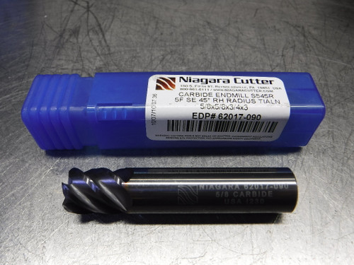 Niagara Cutter 5/8" 5 Flute Carbide Endmill 5/8" Shank 5/8x5/8x3/4x3 (LOC2323B)