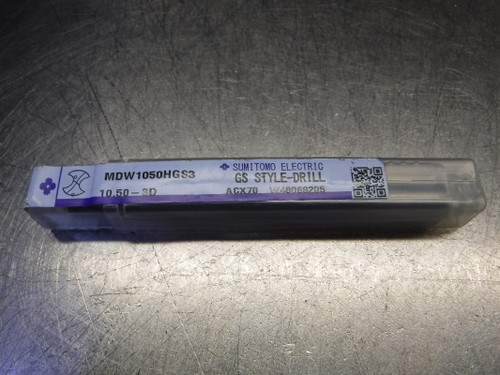 Sumitomo 10.5mm 2 Flute Carbide Drill 11mm Shank MDW1050HGS3 (LOC472)