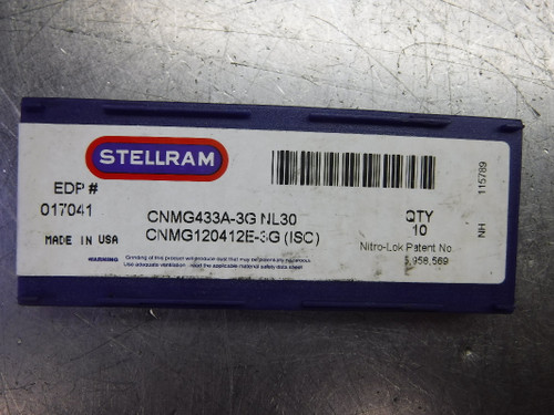 Stellram Carbide Inserts QTY10 CNMG433A-3G / CNMG120412E-3G NL30 (LOC1636)