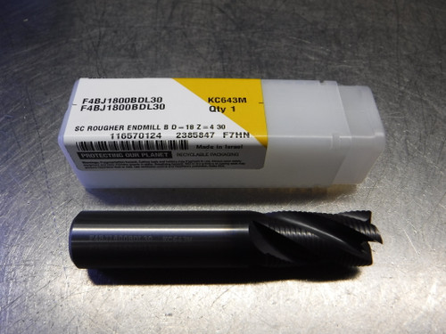 Kennametal 18mm 4 Flute Carbide Roughing Endmill F4BJ1800BDL30 KC643M (LOC1903C)