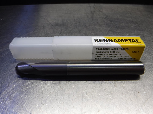 Kennametal 16mm 2 Flute Carbide Ballnose Endmill F2AL1600AWX30 KC637M (LOC737)