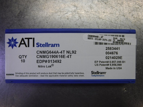Stellram Carbide Inserts QTY10 CNMG644A-4T / CNMG190616E-4T NL92 (LOC1977A)