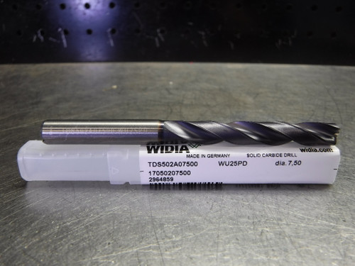 Widia 7.50mm Carbide Drill Coolant Thru 8mm Shank TDS502A07500 (LOC2843C)