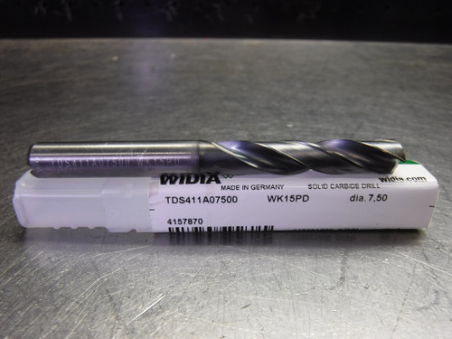 Widia 7.50mm Carbide Drill Coolant Thru 8mm Shank TDS411A07500 WK15PD (LOC2843C)
