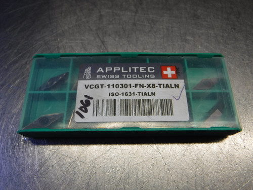 Applitec Carbide Inserts QTY10 VCGT110301-FN-X8-TIALN/ISO-1631-TIALN (LOC3050B)