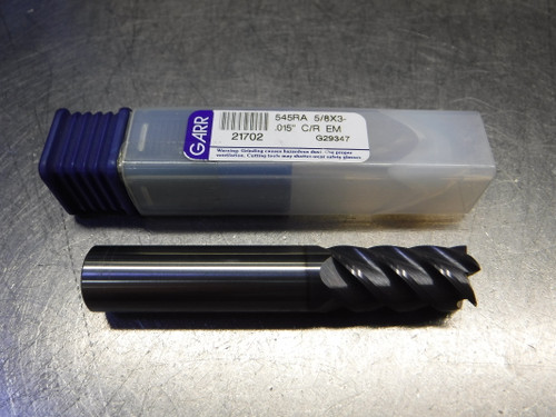 Garr 5/8" 5 Flute Carbide Endmill 5/8" Shank 545RA 5/8x3-.015" C/R EM (LOC2923C)