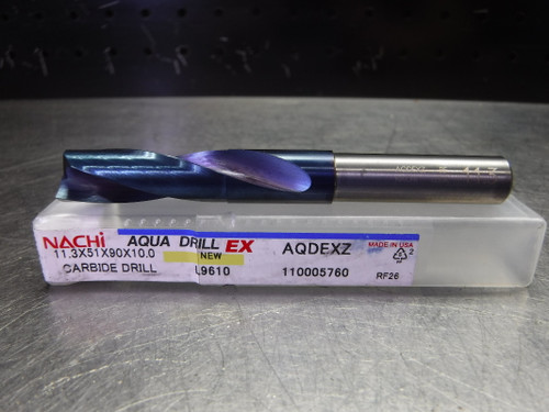 Nachi 11.3mm 180° Carbide Flat Bottom Drill 10mm Shank L9610 AQDEXZ (LOC2271)